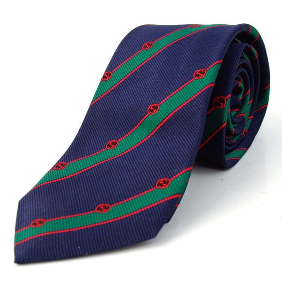 Authentic GUCCI 744392 4E217 Interlocking G Shelly tie silk [Used] - Picture 1 of 11